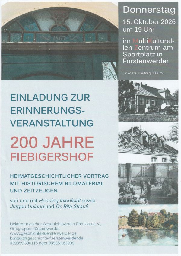 Plakat 200 Jahre Fiebigershof Plakat zum Adventsmarkt 2025 in Fürstenwerder